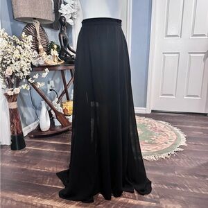 Bebe, sheer, double side slits maxi skirt. Size 0.